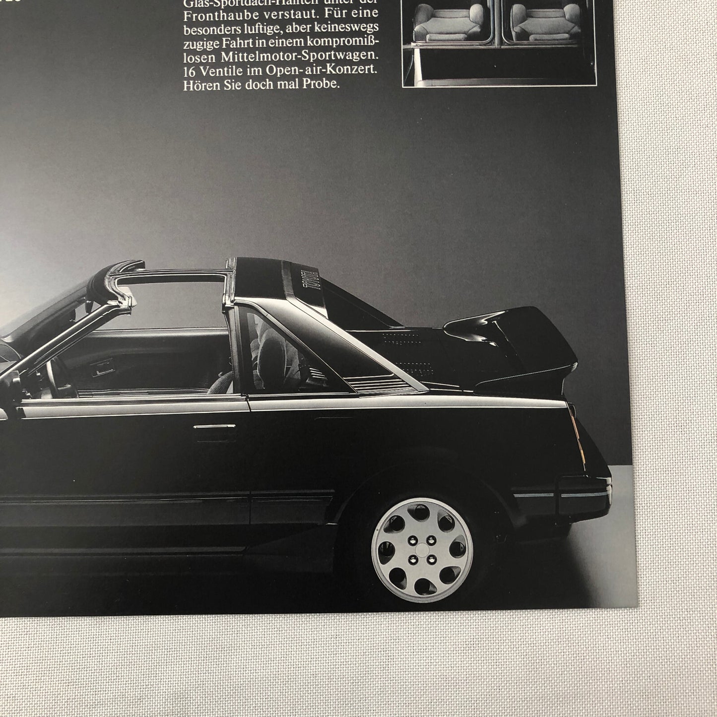 Vintage Toyota MR2 T-Top Sports Car Sales Sheet Brochure GERMAN Text