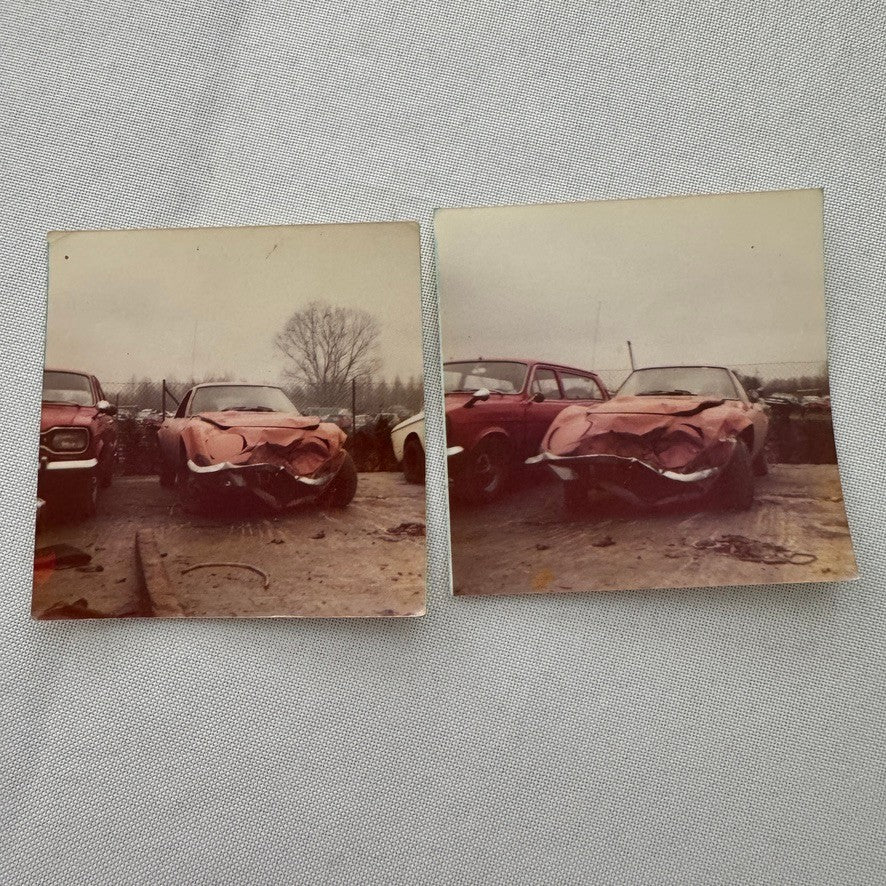 Opel GT Wreck Crash Wrecked Accident Photo Photograph Print Lot 2x