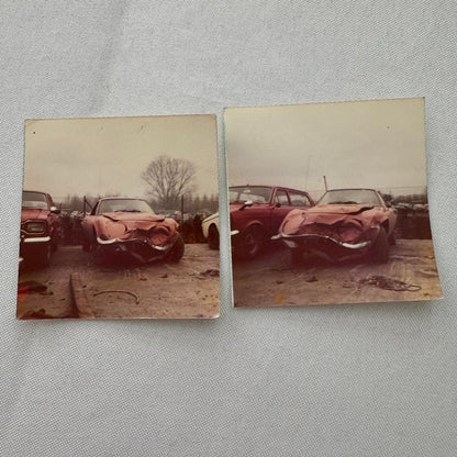 Opel GT Wreck Crash Wrecked Accident Photo Photograph Print Lot 2x