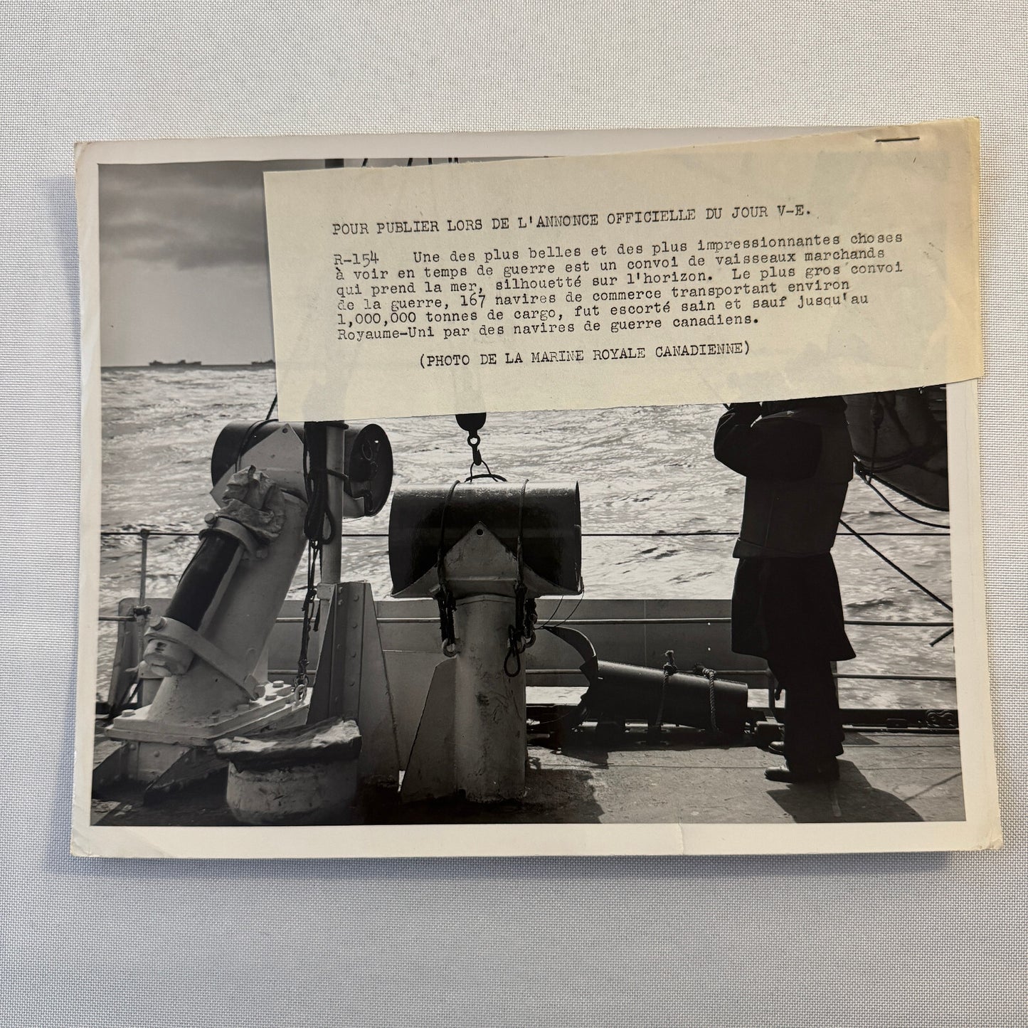 Royal Canadian Navy Press Photo Photograph Ship Sailor with Binoculars Vintage