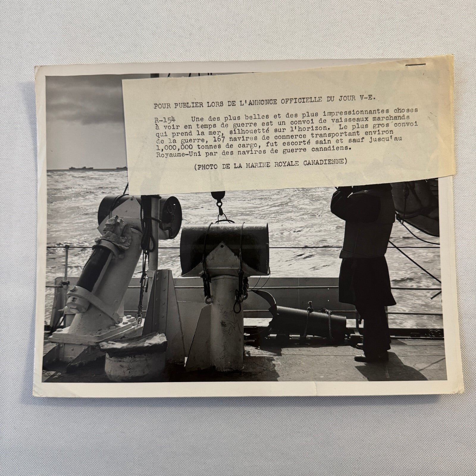Royal Canadian Navy Press Photo Photograph Ship Sailor with Binoculars Vintage