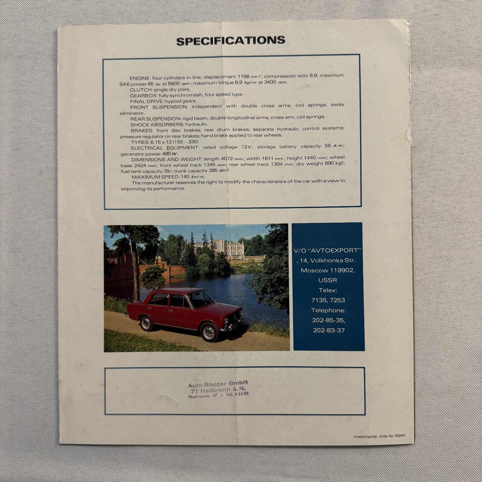 Lada Car Sales Brochure Catalog Advertising Vintage