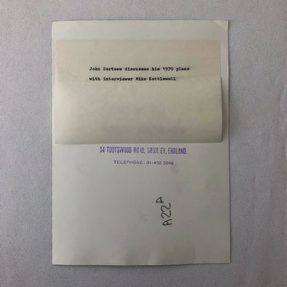 Vintage Racing Photo Photograph John Surtees Being Interviewed - Race Car 