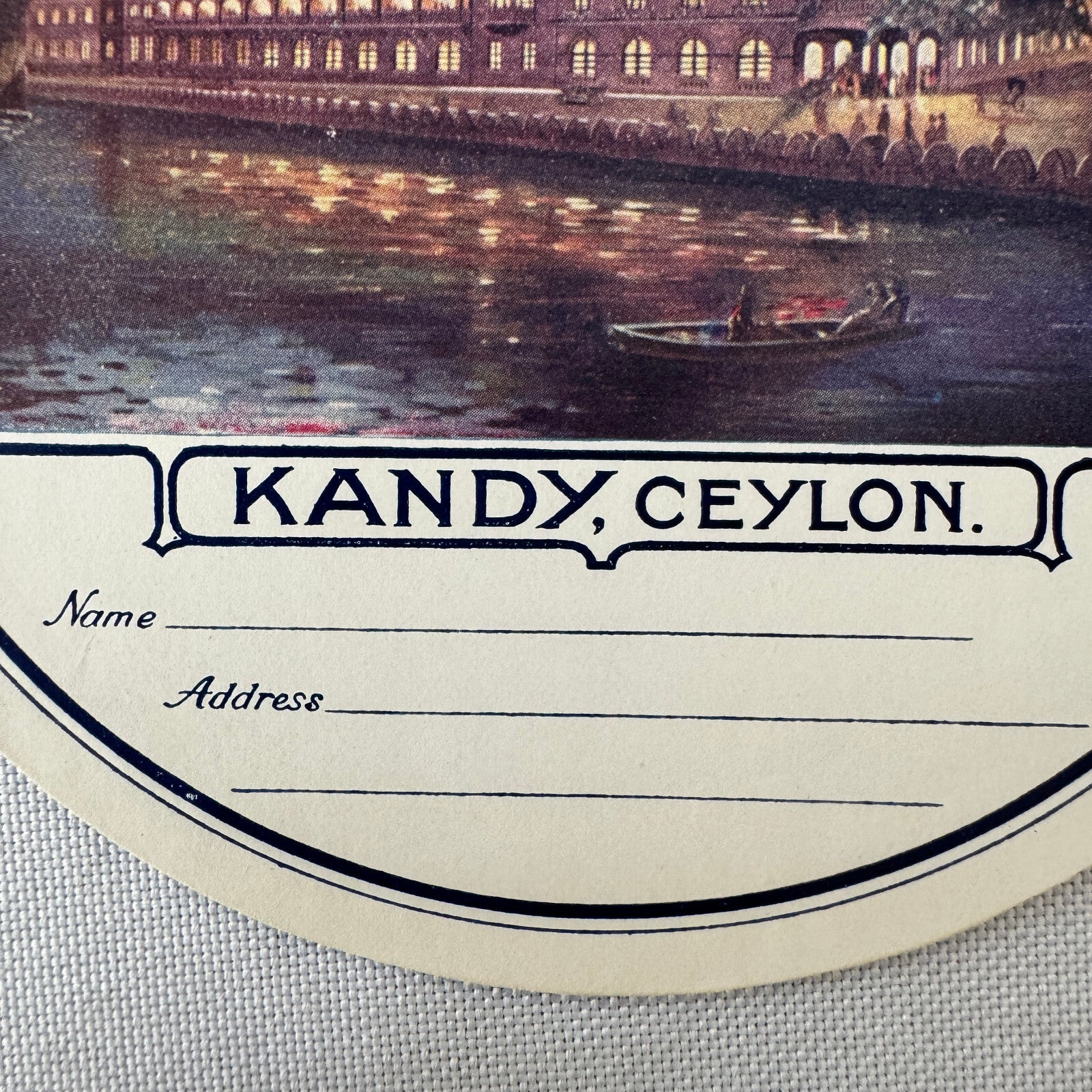 Vintage Hotel Travel Luggage Label Queen's Hotel Kandy Ceylon Sri Lanka