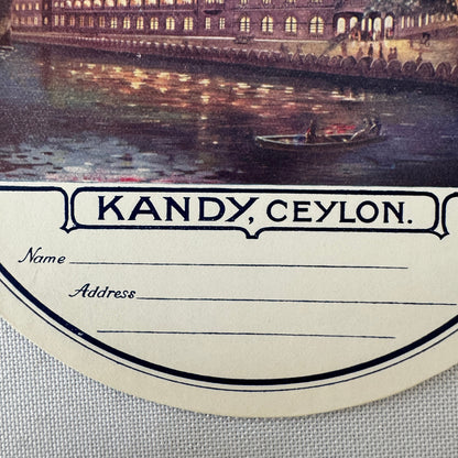 Vintage Hotel Travel Luggage Label Queen's Hotel Kandy Ceylon Sri Lanka