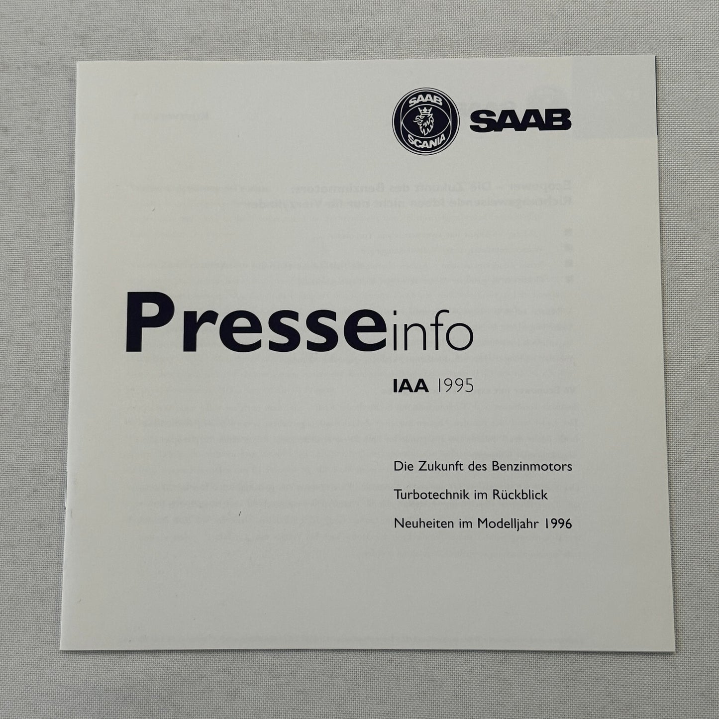 1996 Saab Factory Press Kit Photos Saab 900 Saab 9000 German Text