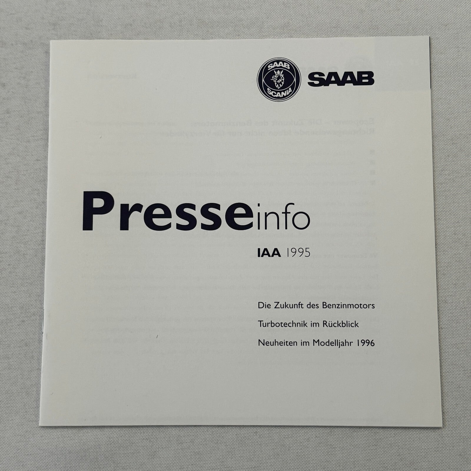 1996 Saab Factory Press Kit Photos Saab 900 Saab 9000 German Text