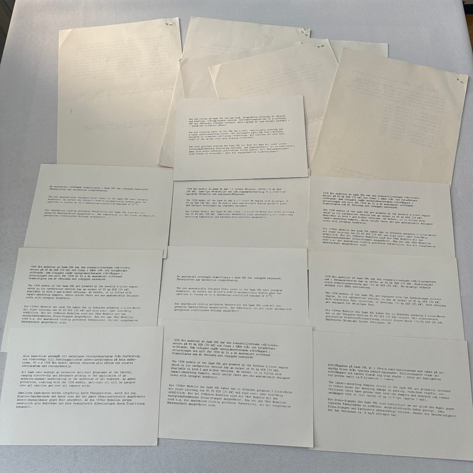 1974 Saab Press Kit Photos Press Releases GERMAN Saab 96 Saab 99L