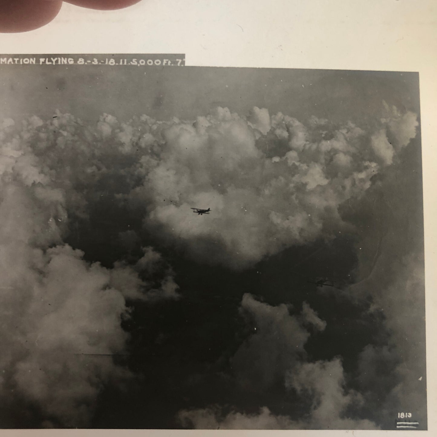 Antique Glass Plate Lantern Slide Aircraft Formation Flying Aviation Airplane