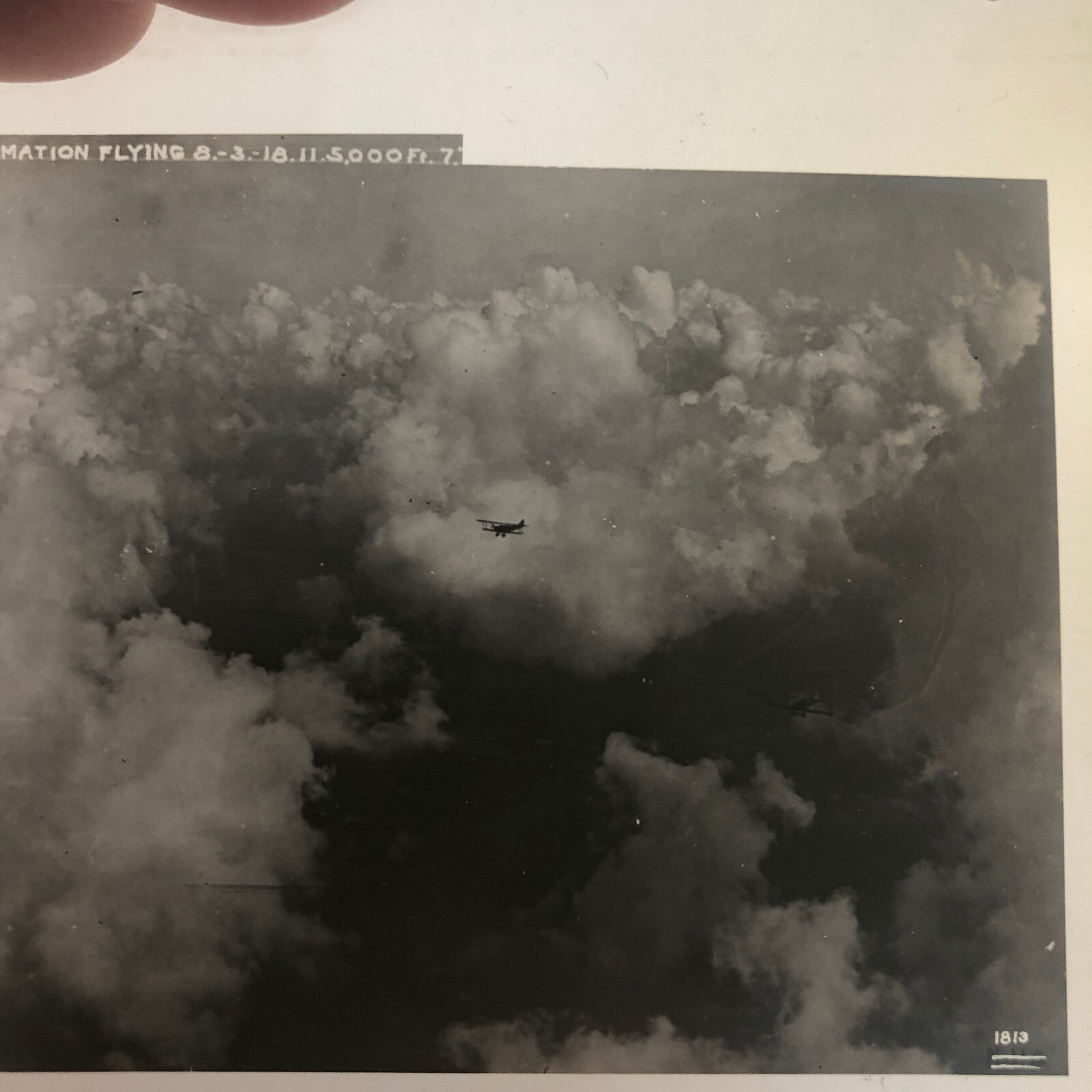 Antique Glass Plate Lantern Slide Aircraft Formation Flying Aviation Airplane