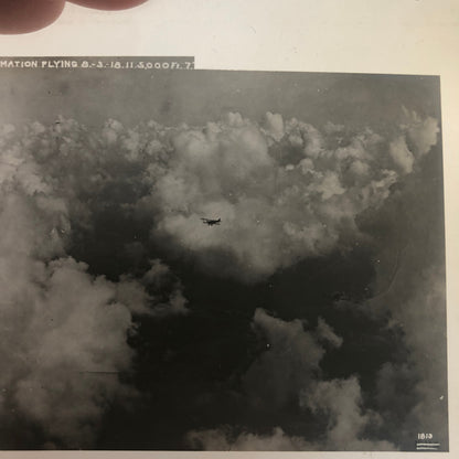Antique Glass Plate Lantern Slide Aircraft Formation Flying Aviation Airplane