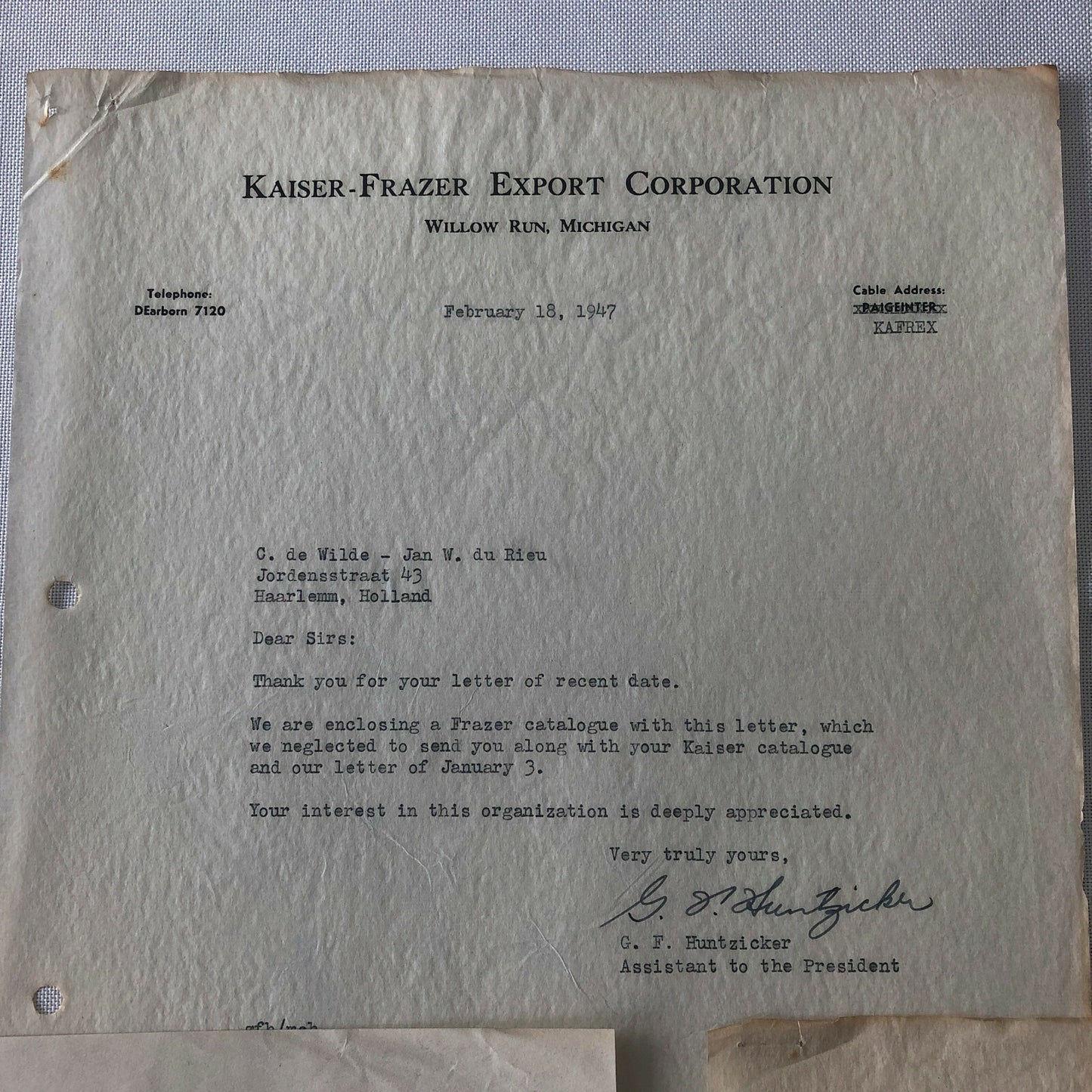1947 - 1951 Kaiser Frazer Export Corporation Letter Letterhead Lot of 3