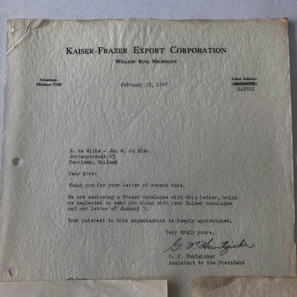 1947 - 1951 Kaiser Frazer Export Corporation Letter Letterhead Lot of 3