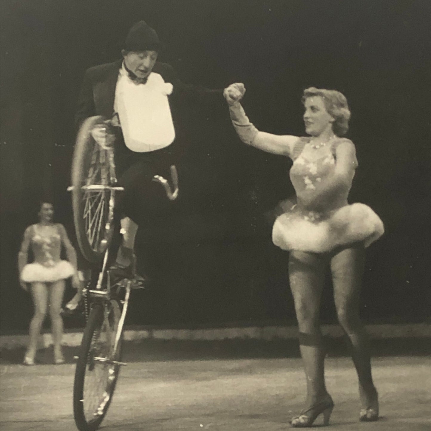 Circus Performer Clown on Bicycle Photo Photograph Vintage