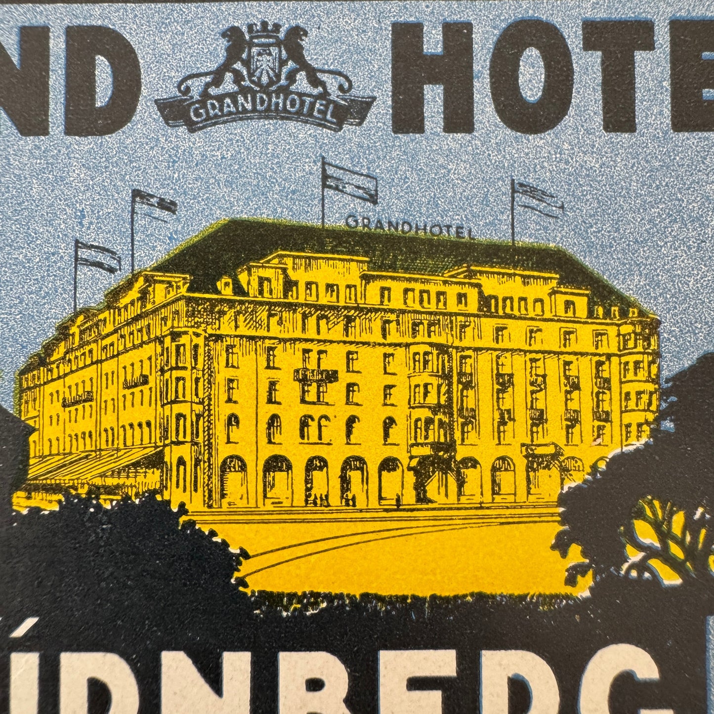 Vintage Hotel Travel Luggage Label Grand Hotel Nurnberg Nuremberg Germany German