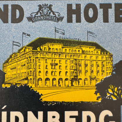 Vintage Hotel Travel Luggage Label Grand Hotel Nurnberg Nuremberg Germany German