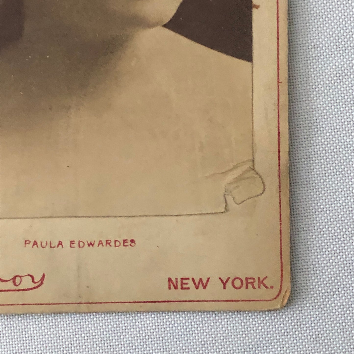 Vintage New York Cabinet Card Photo Photograph Newsboy Paula Edwardes Vaudeville