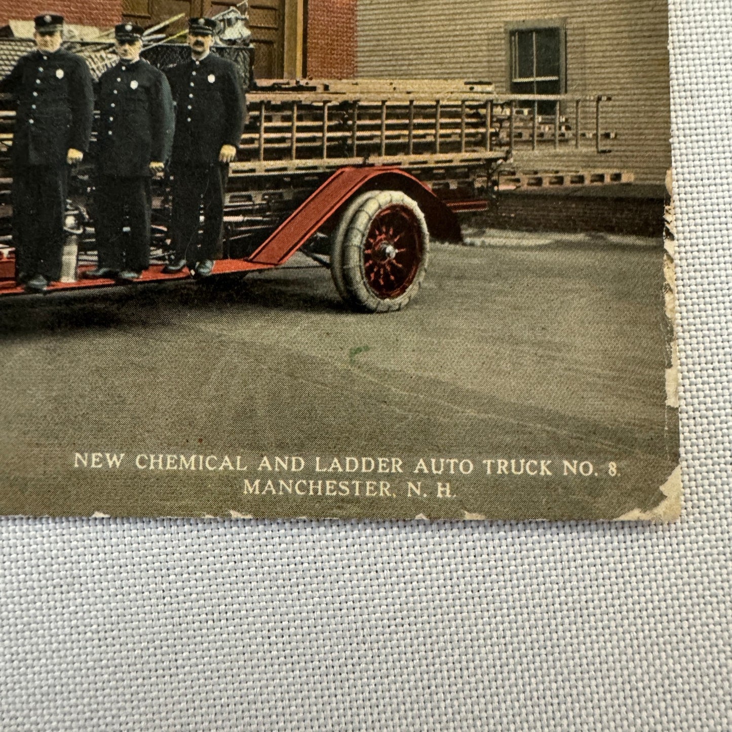 Firefighting Firefighter Fire Truck Postcard Manchester New Hampshire 1913