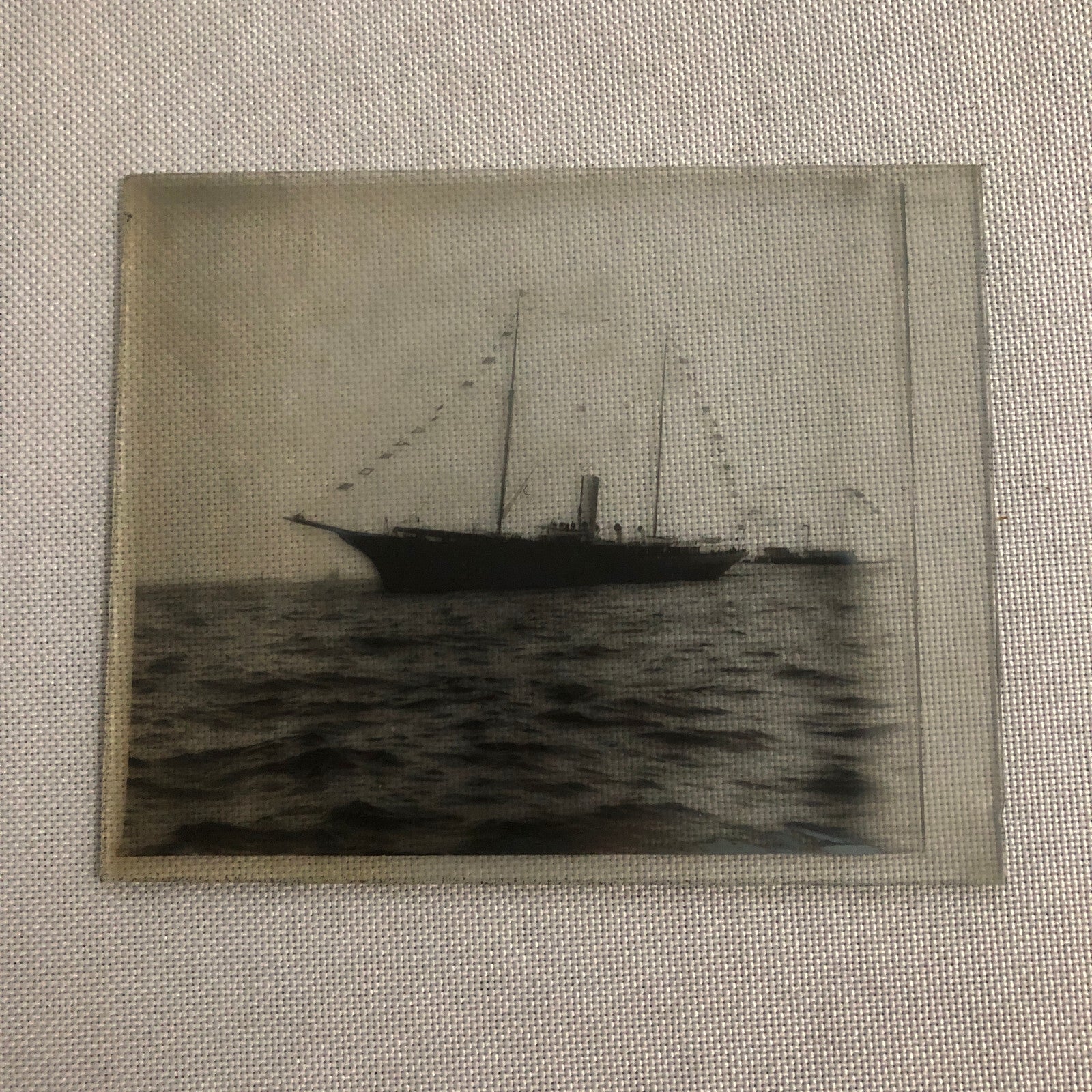 Antique Glass Plate Lantern Slide Image Photo Boat Ship