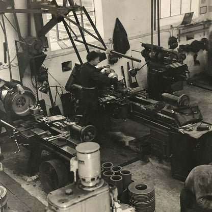 Antique Vintage Photograph of a Factory with Workers Denmark Ergo Trailer