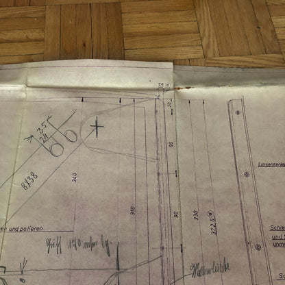 Vintage Porsche Reutter & Co Coachbuilder Factory Part Blueprint Document German