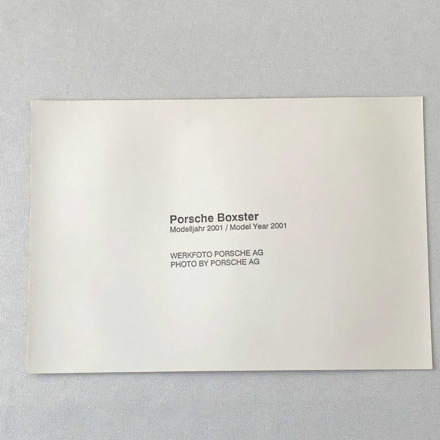 2001 Porsche Boxster Factory Photo Photograph Print Werkfoto 