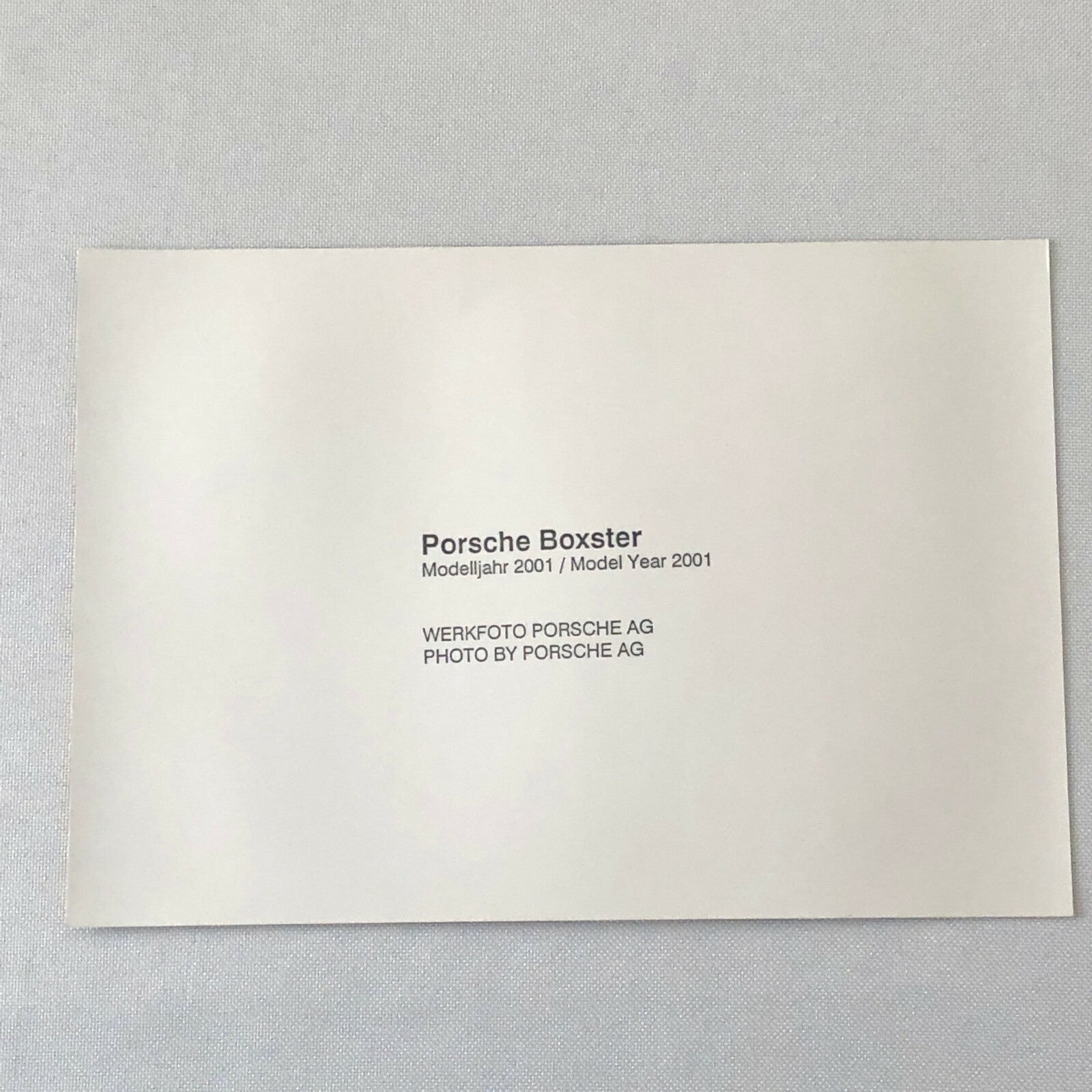 2001 Porsche Boxster Factory Photo Photograph Print Werkfoto 