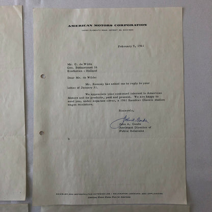 1960 - 1961 American Motors Corporation Car Letter Letterhead George Romney 