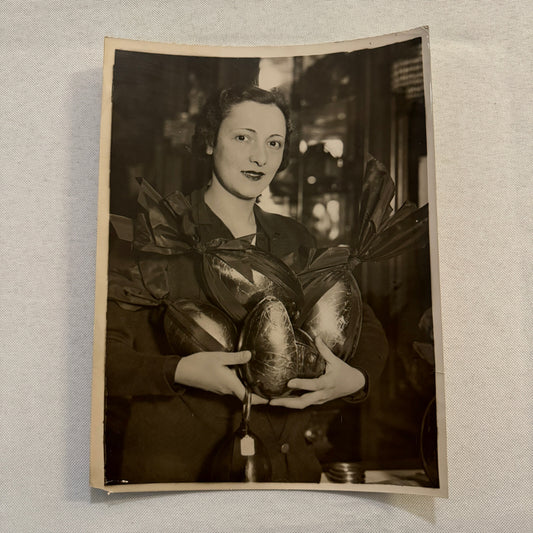 Paris Woman with Chocolate Easter Eggs France Press Photo Photograph Keystone