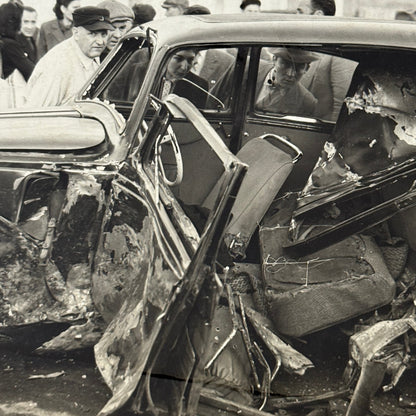 Car Accident Wreck Disaster Fiat 1500 Automobile Photo Photograph Vintage Italy