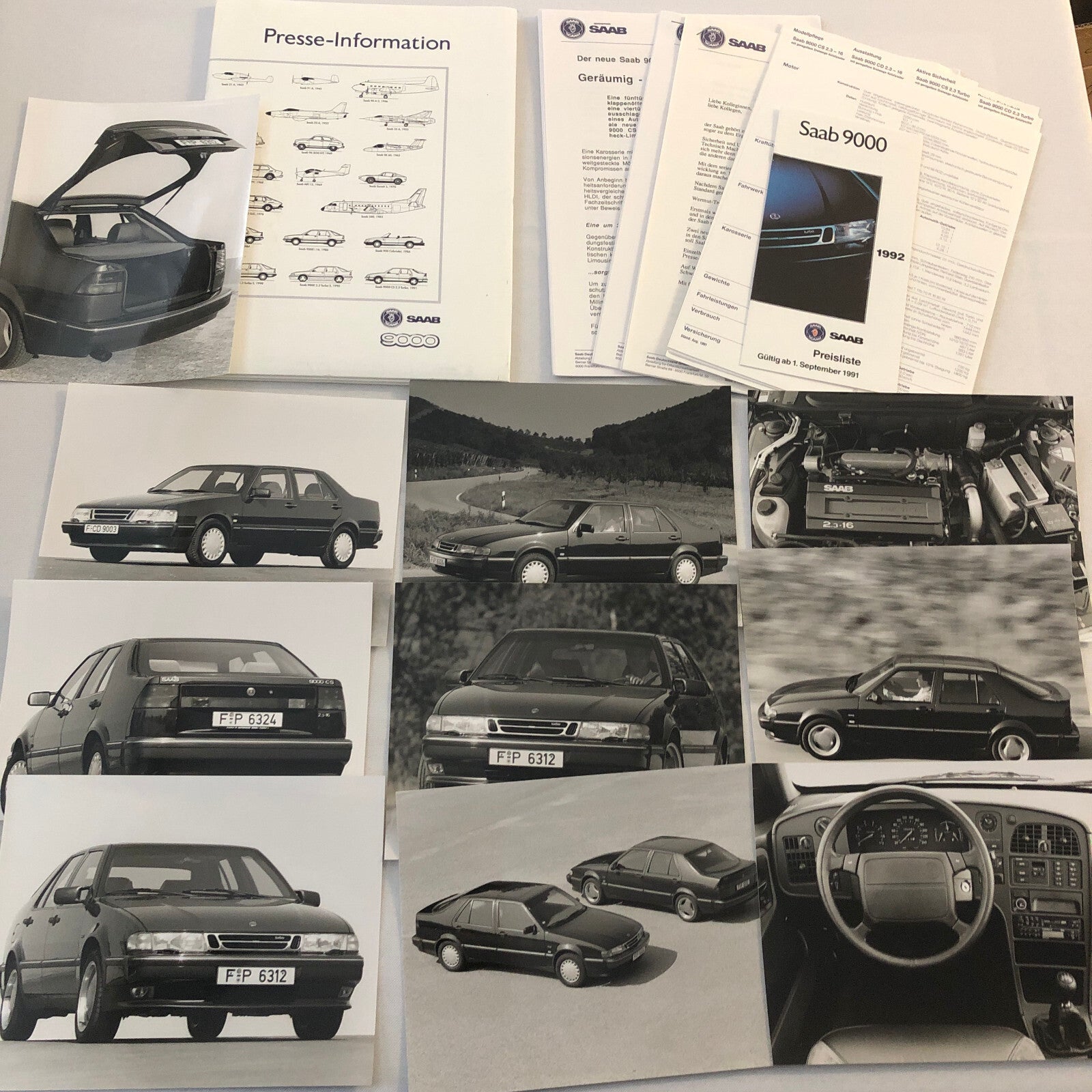 1992 Saab 9000 Car Press Kit Brochure Photos German Text