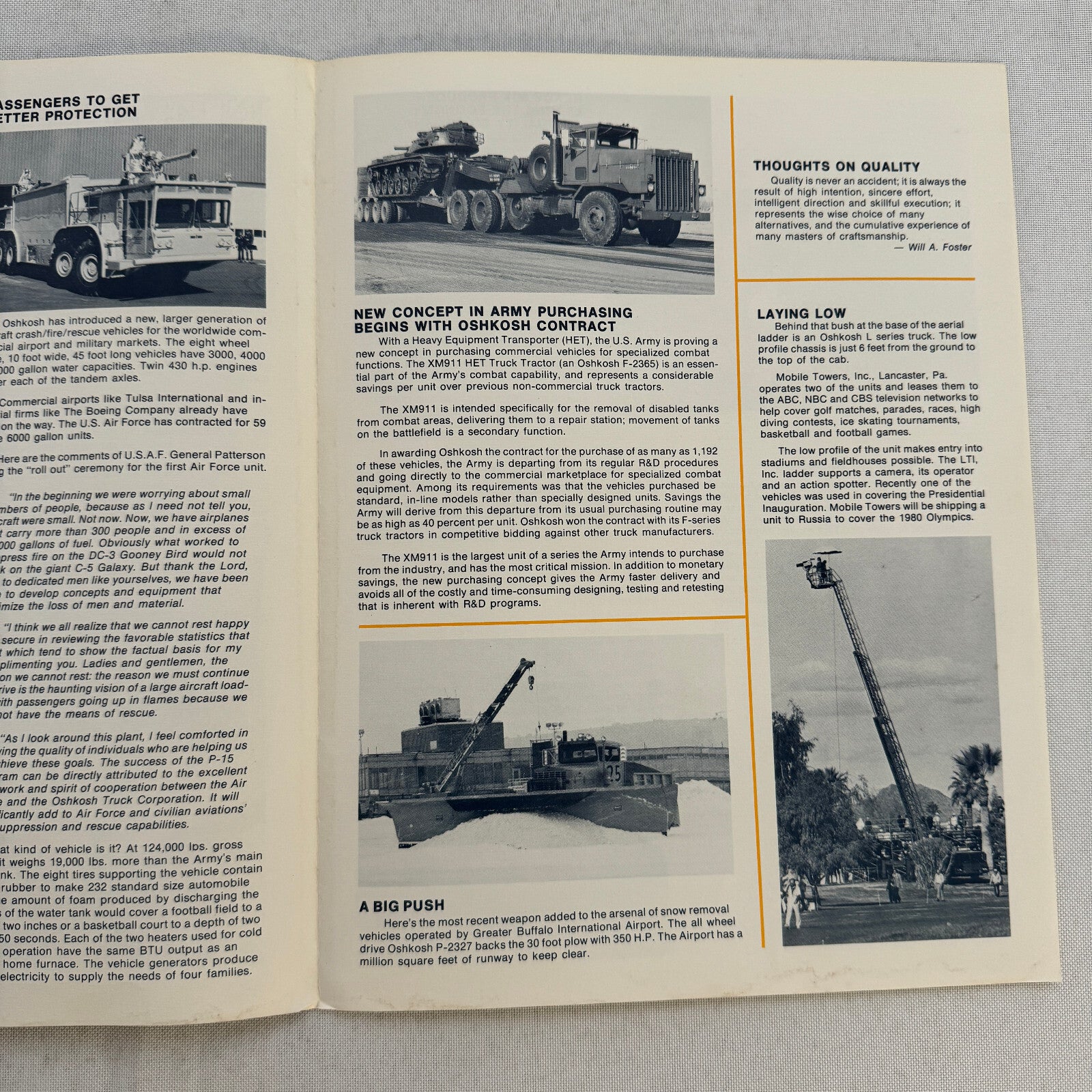 Oshkosh Truck Factory Newsletter Brochure Airport Crash Truck Army Cement Mixer