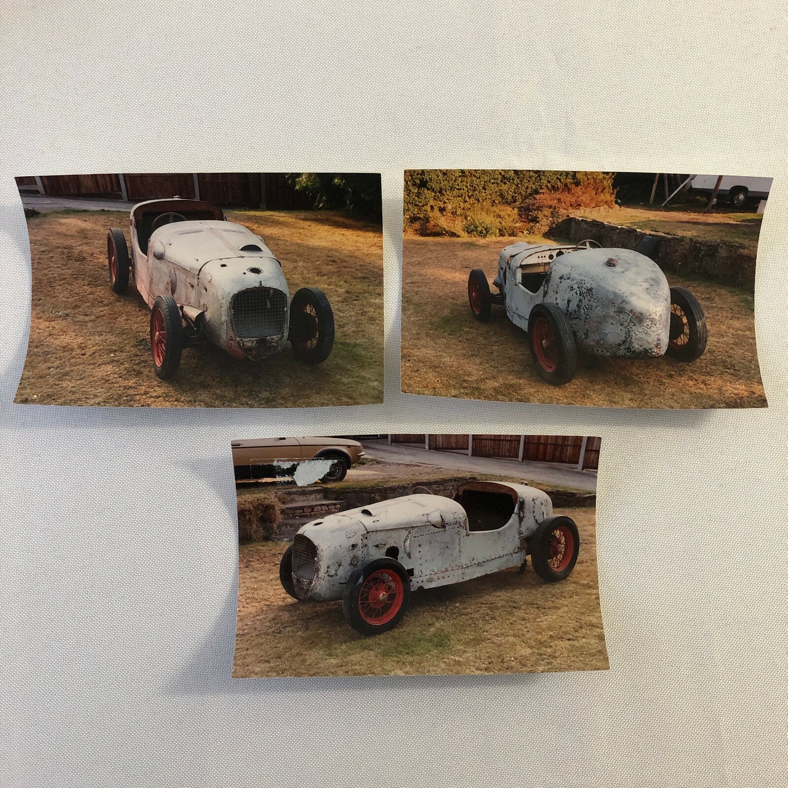Vintage Austin Seven Special Car Barn Find Photo Photograph Lot of 3