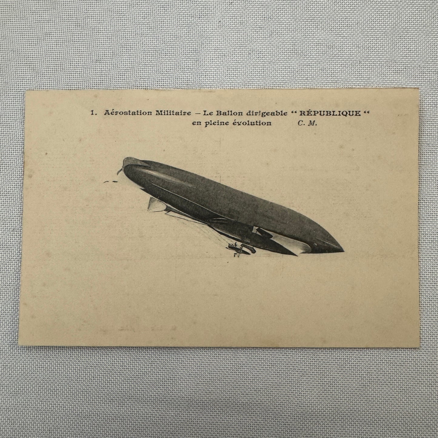 Vintage Zeppelin Airship Dirigible Postcard Post Card French Republique Military