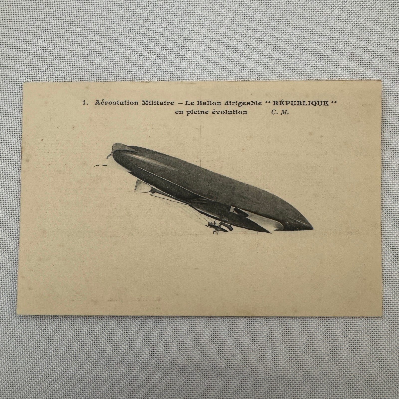 Vintage Zeppelin Airship Dirigible Postcard Post Card French Republique Military