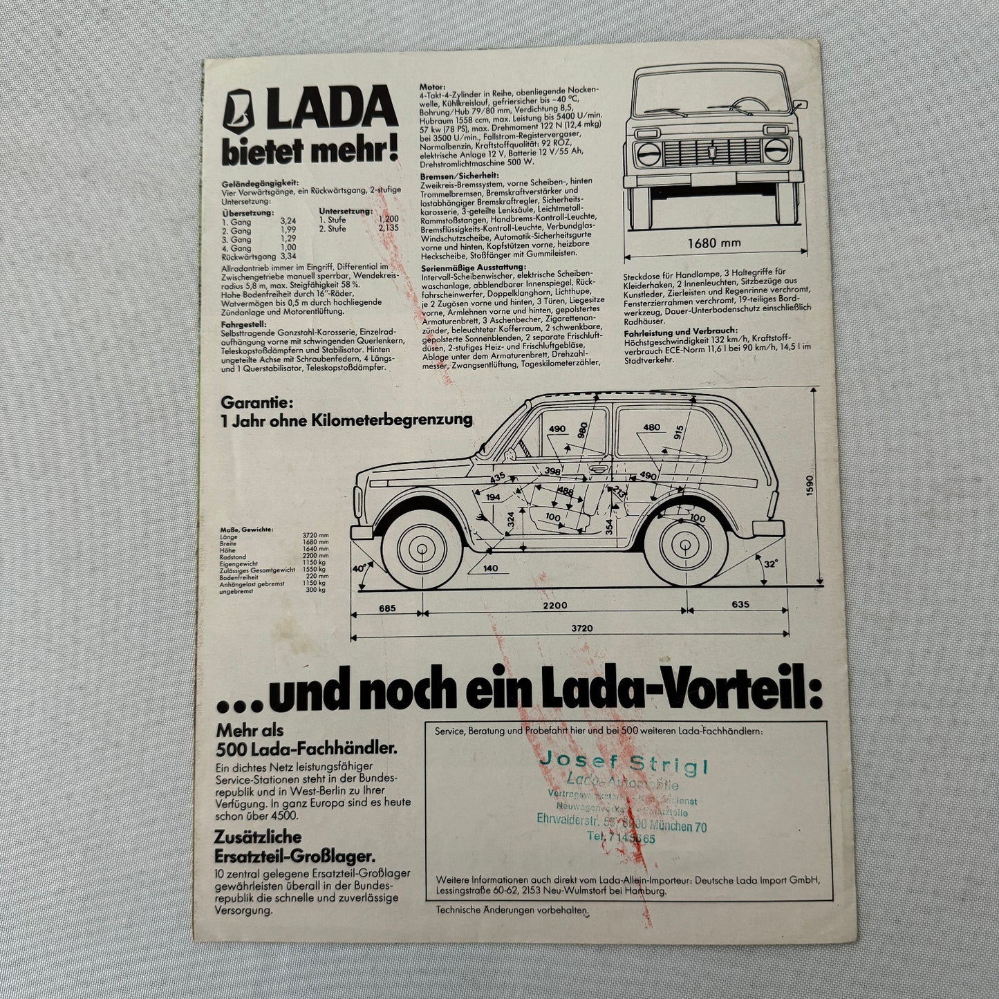 Lada Niva Car Sales Brochure Catalog German Language European Market