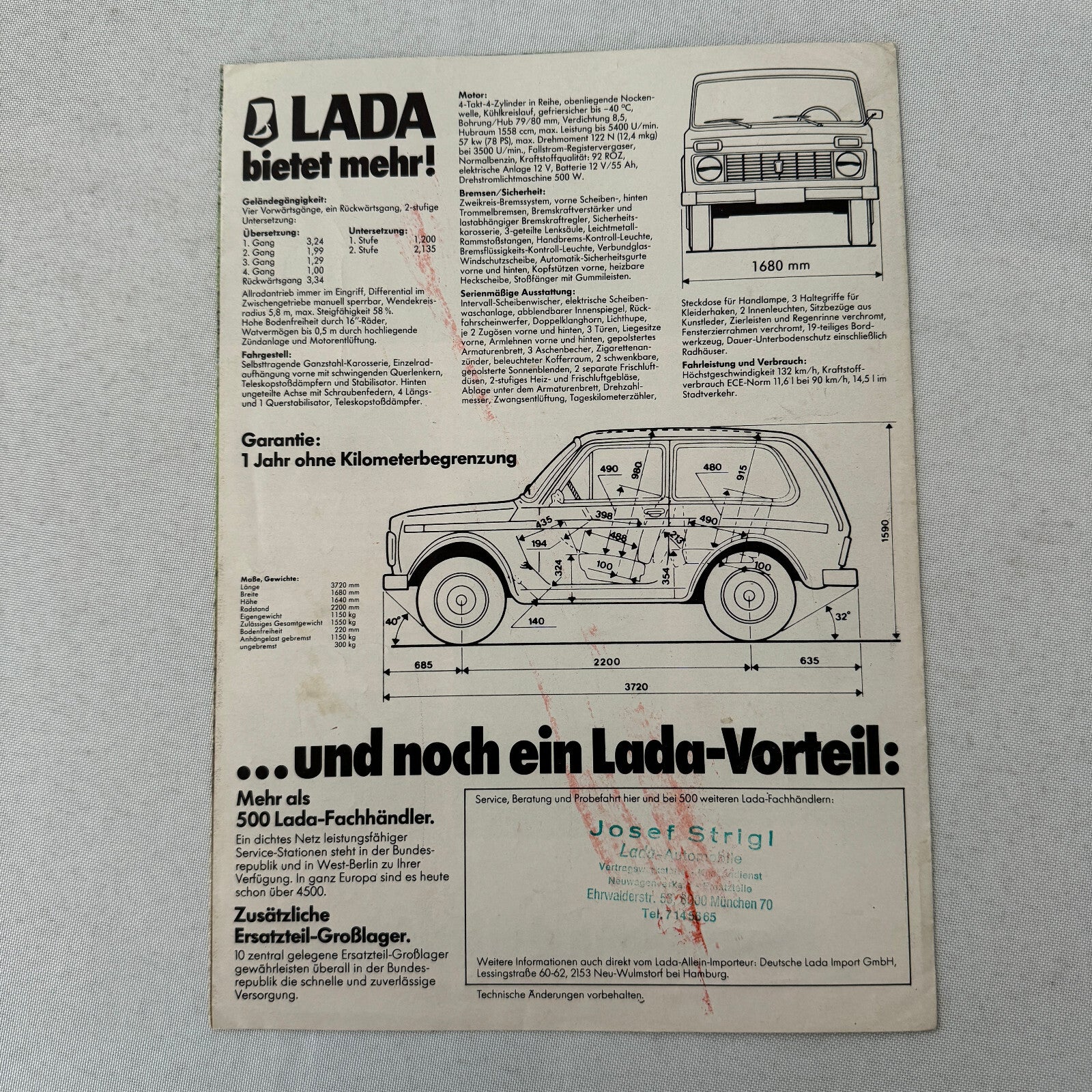 Lada Niva Car Sales Brochure Catalog German Language European Market
