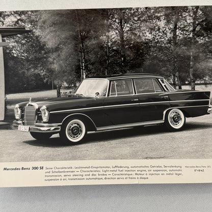 Mercedes Benz 300 SE Factory Press Photo Photograph Vintage