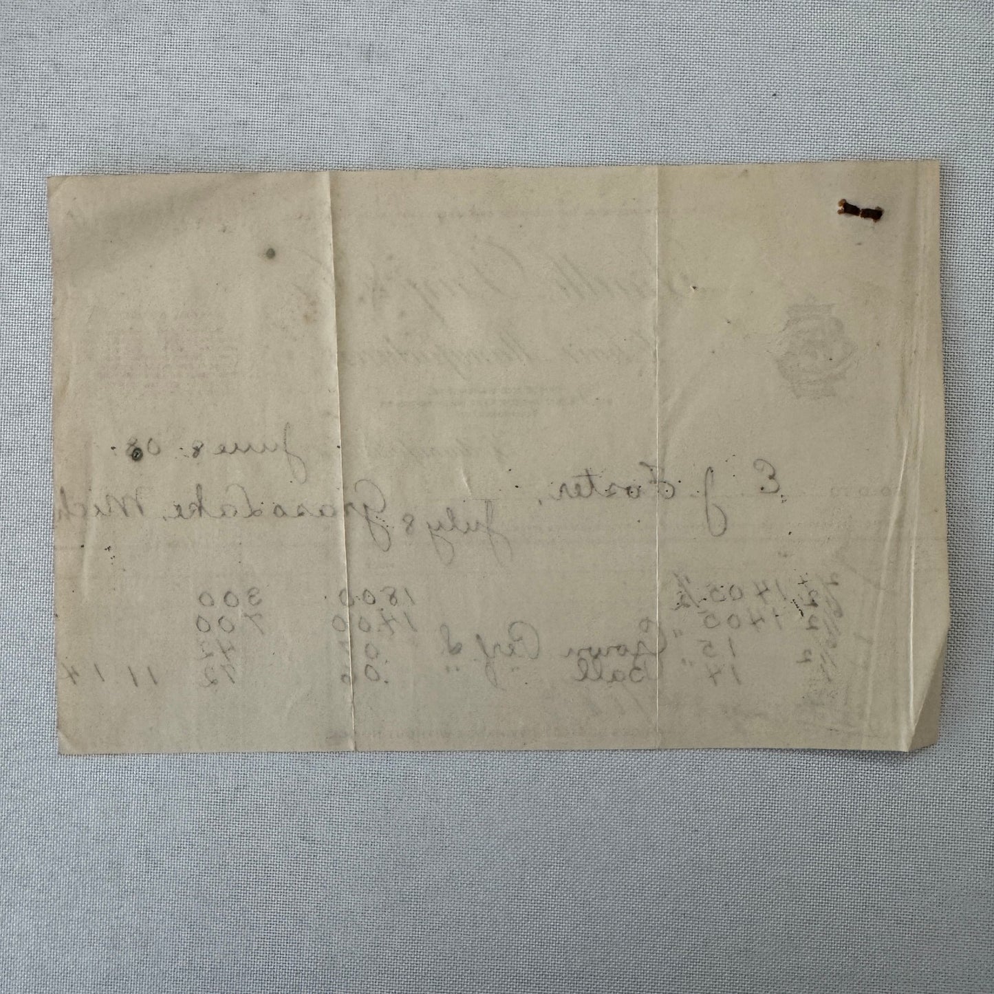 Smith Day and Company Chair Manufacturer Receipt Invoice Document 1908 Indiana