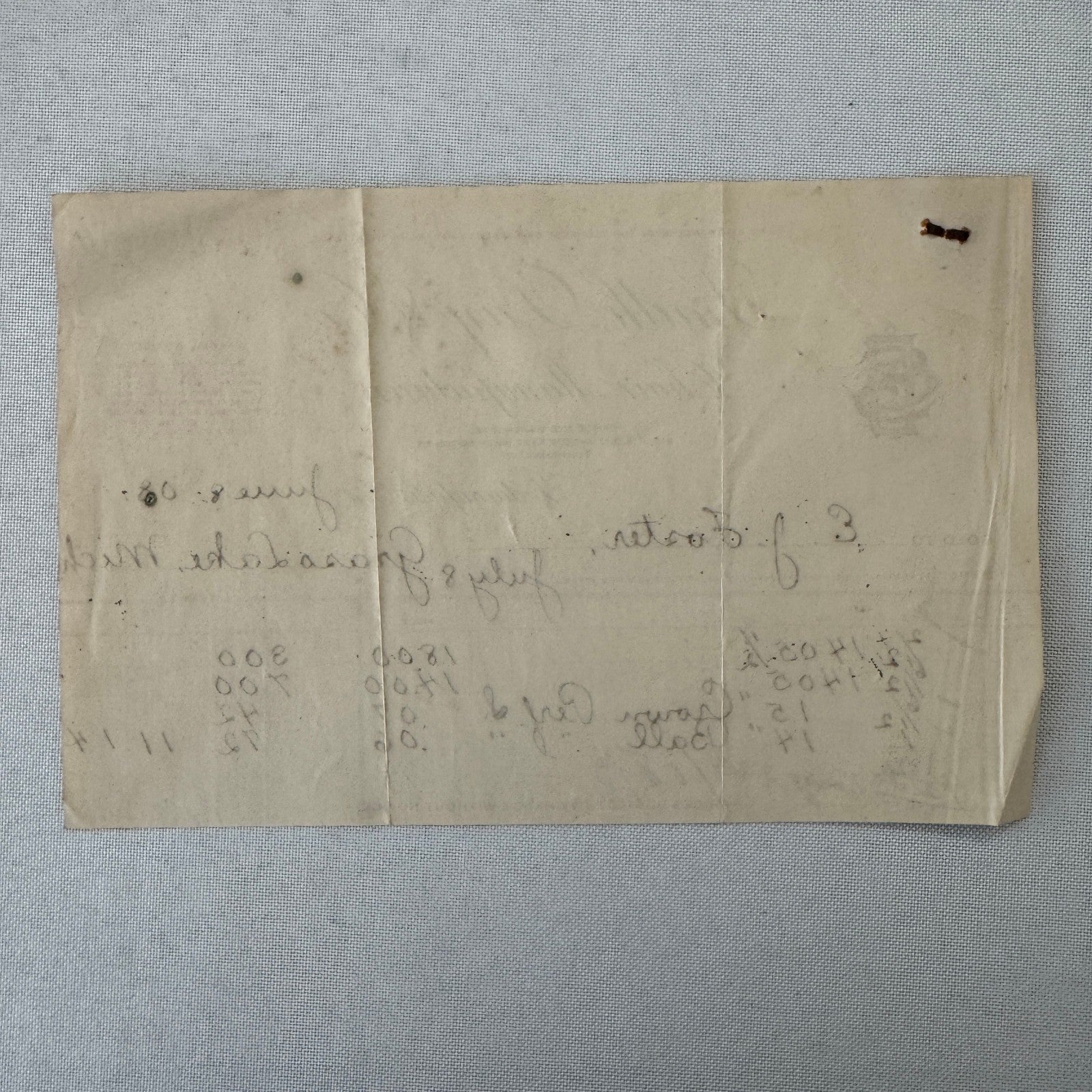 Smith Day and Company Chair Manufacturer Receipt Invoice Document 1908 Indiana