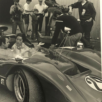 Vintage Racing Car Photo Photograph Lot of 2 - Couple in Can Am Car CanAM