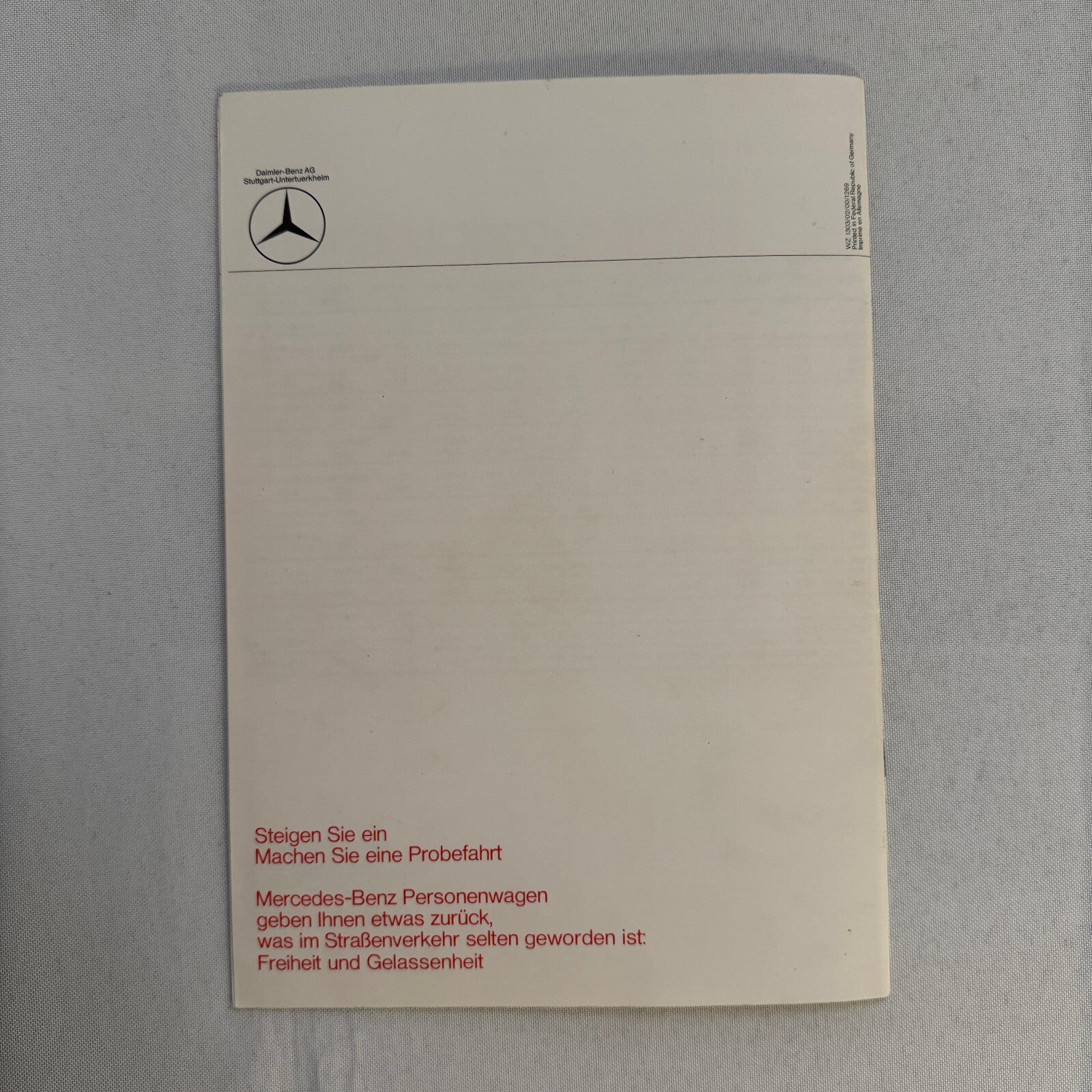 Vintage Mercedes Benz Sales Brochure Catalog 280 SL 300 SEL 600 230 250 GERMAN