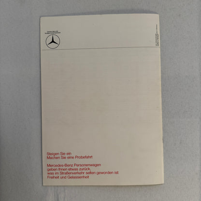 Vintage Mercedes Benz Sales Brochure Catalog 280 SL 300 SEL 600 230 250 GERMAN