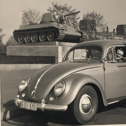 Vintage Photo Photograph Snapshot Men with VW Volkswagen Beetle Bug Car