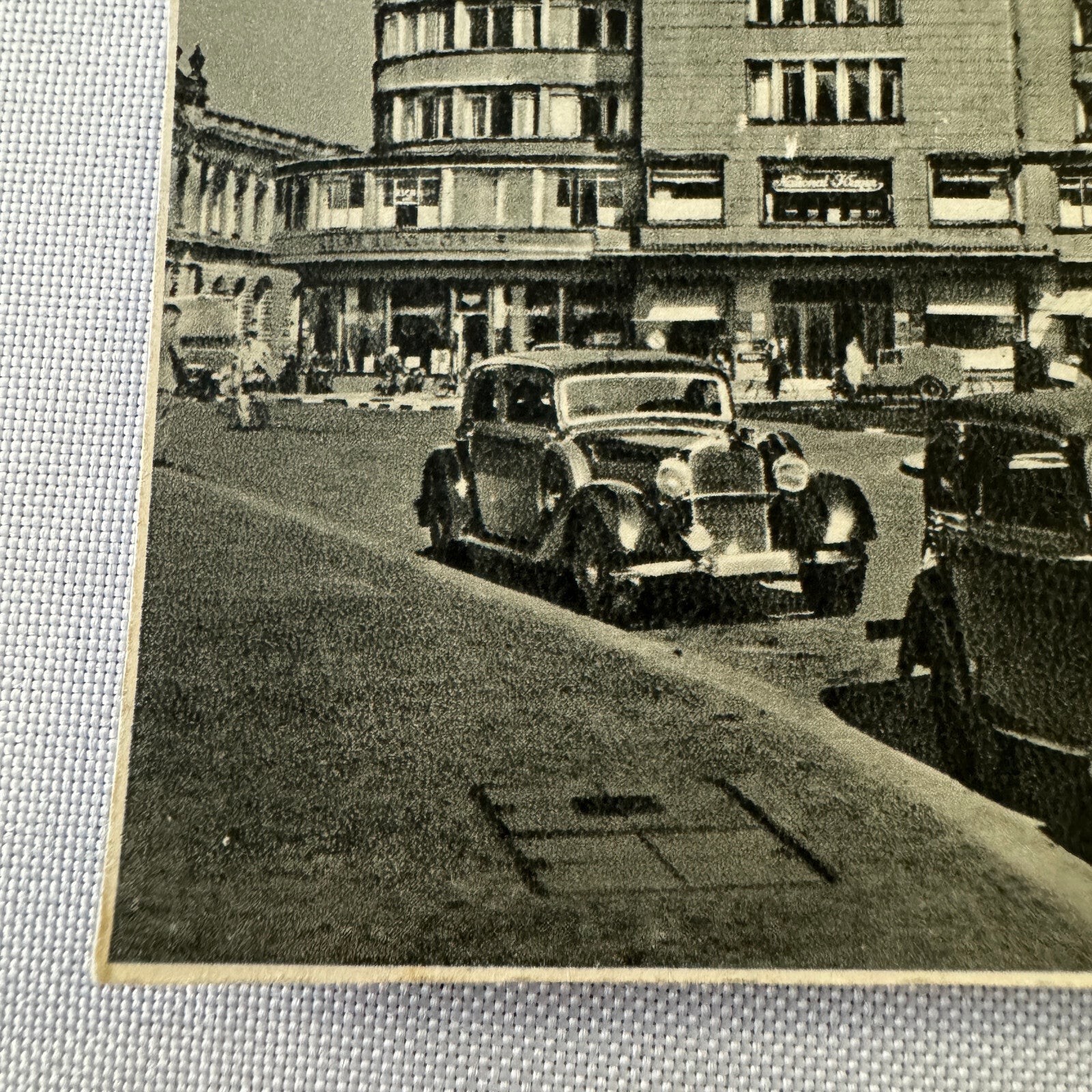 Vintage German Postcard Post Card Essen Deutschlandhaus Building Car Automobile
