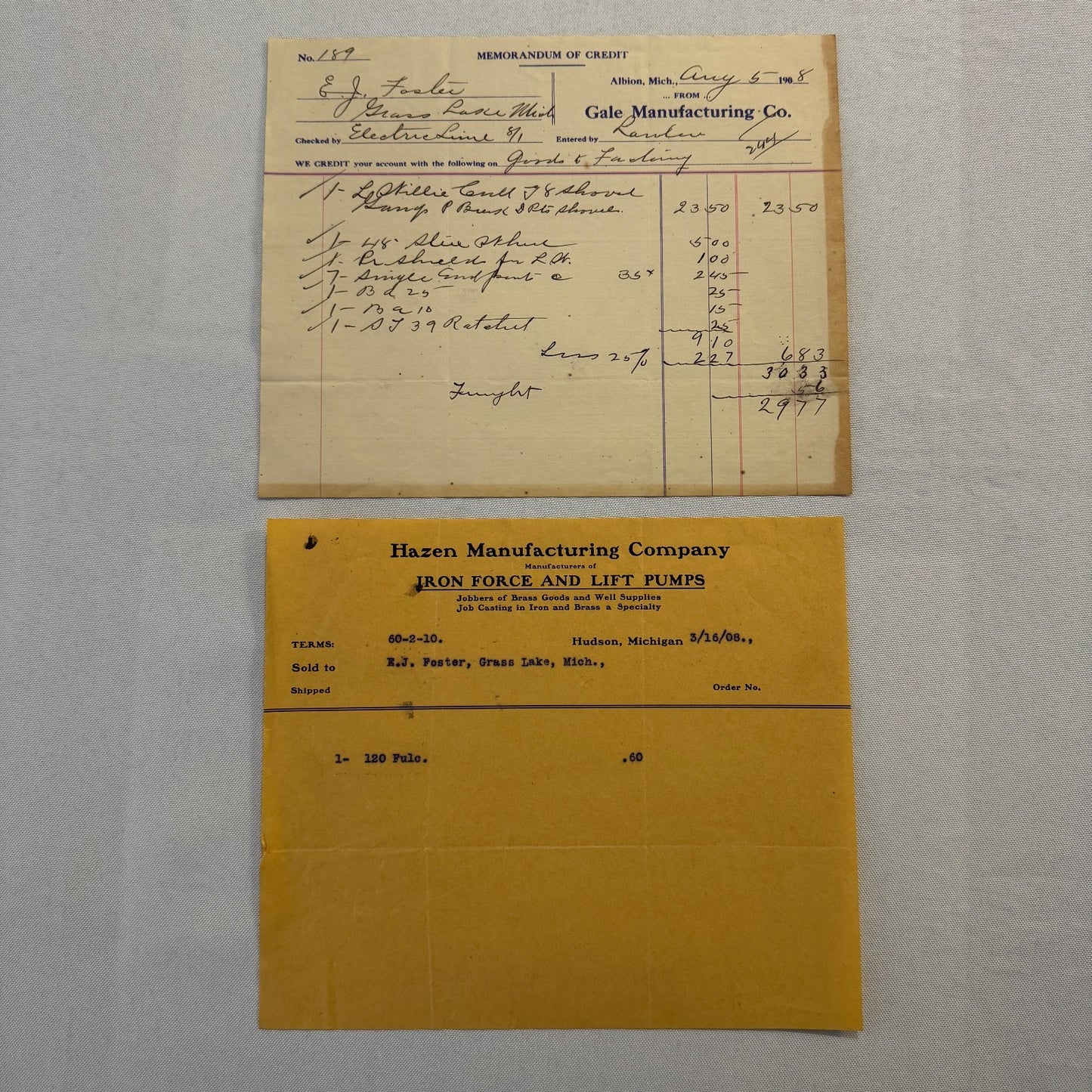 Antique Document Receipt Invoice Lot Farm Equipment Hardware Buggy Furniture 25+