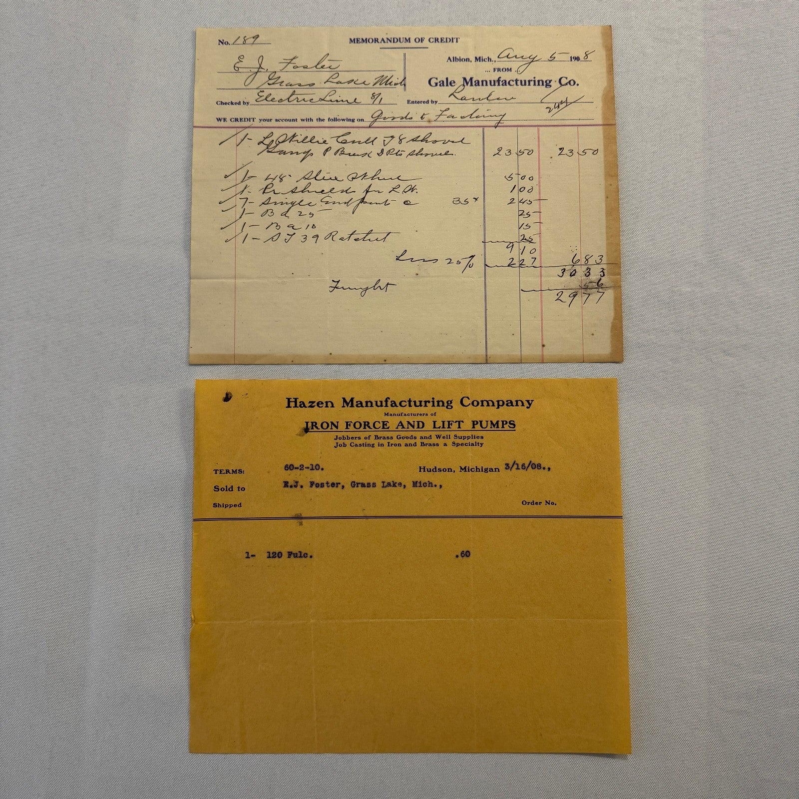 Antique Document Receipt Invoice Lot Farm Equipment Hardware Buggy Furniture 25+