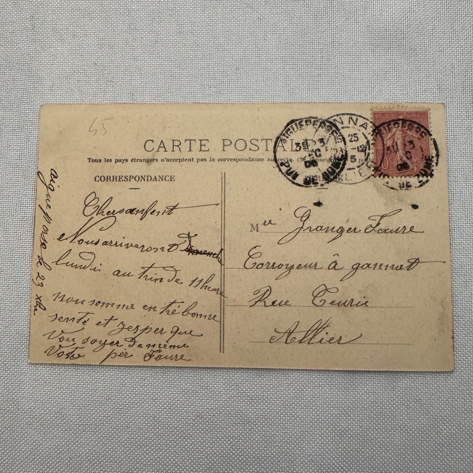 1905 Gordon Bennet Cup Circuit D'Auvergne Postcard Post Card Vintage Posted