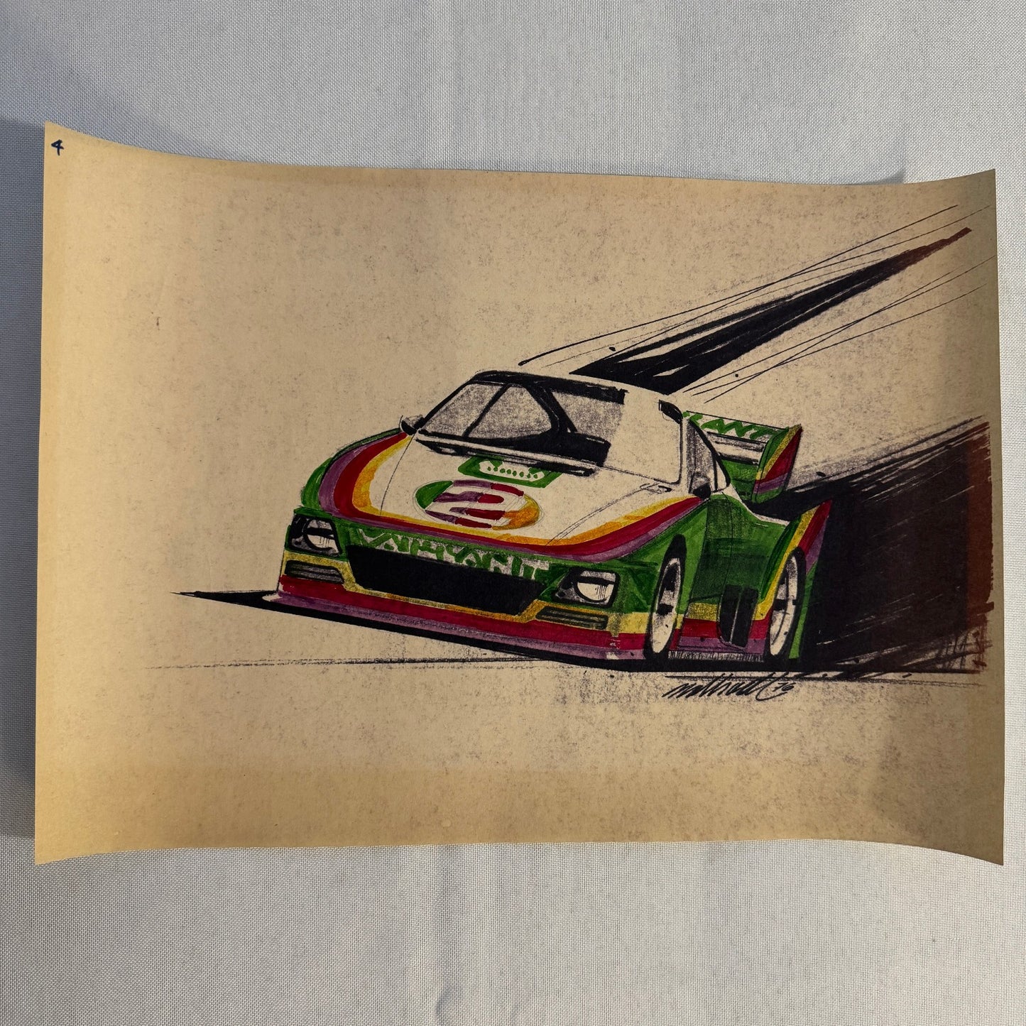 Porsche 935 Kremer Racing Design Sketch Drawing Art NOTTRODT Vintage 1976