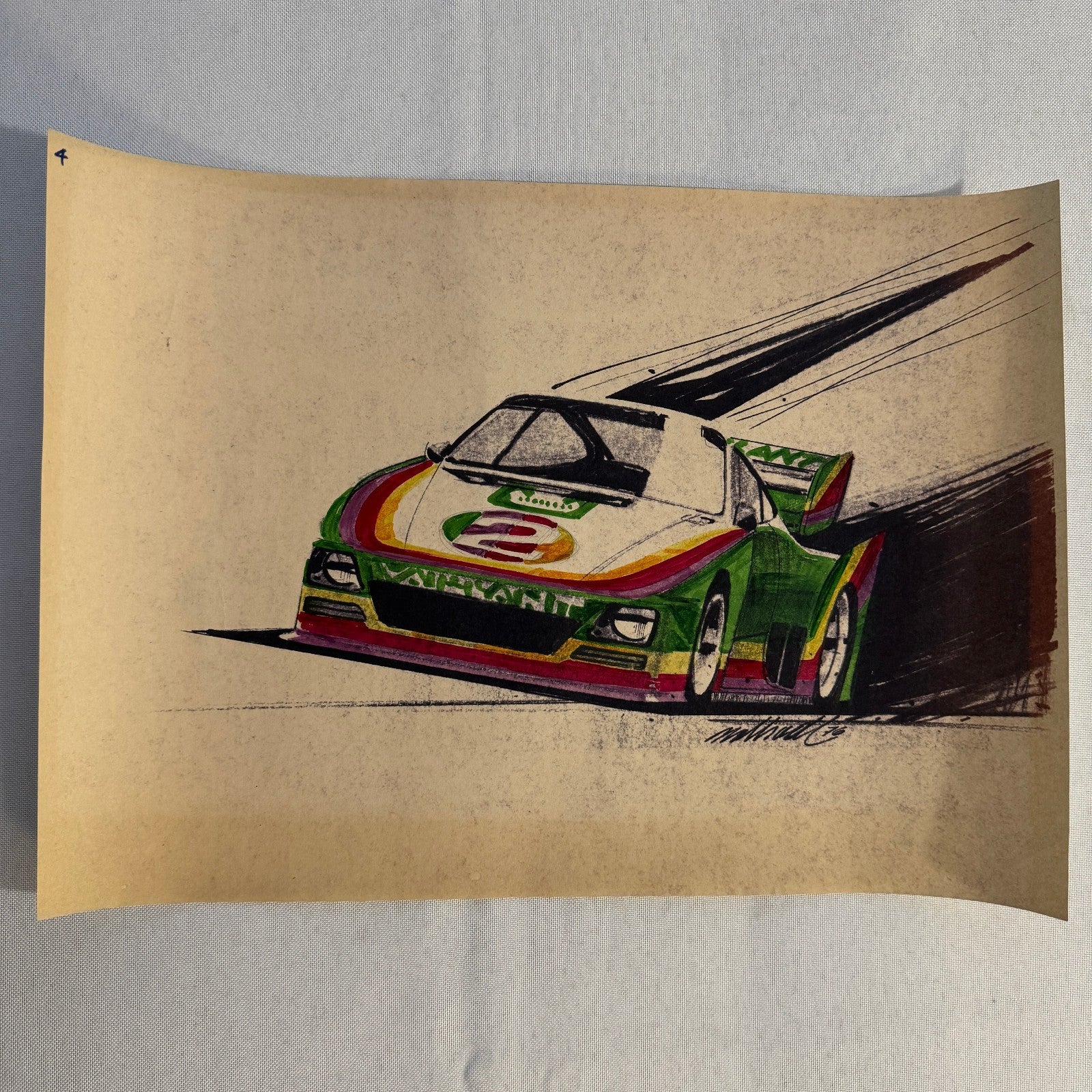 Porsche 935 Kremer Racing Design Sketch Drawing Art NOTTRODT Vintage 1976